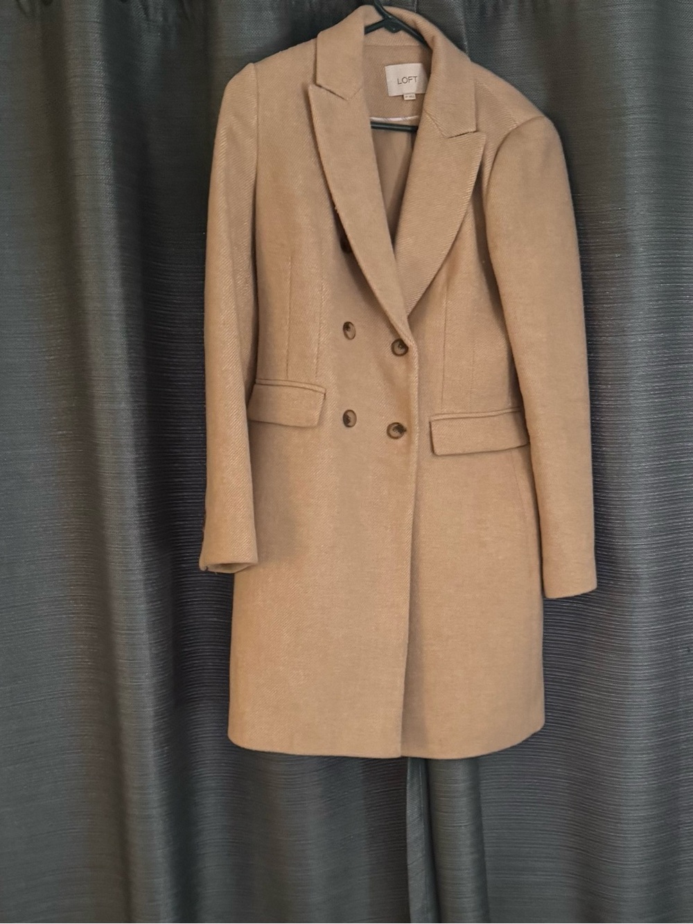 LOFT Camel Double-Breasted Trench Coat